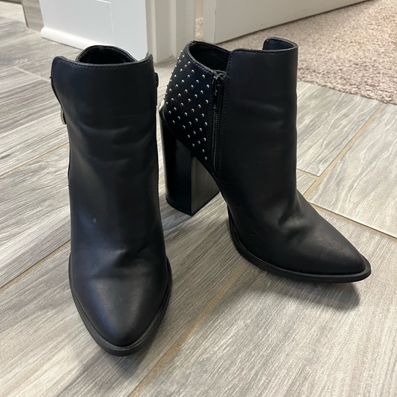 Black Studded Block Heel Bootie - Picture 2 of 2